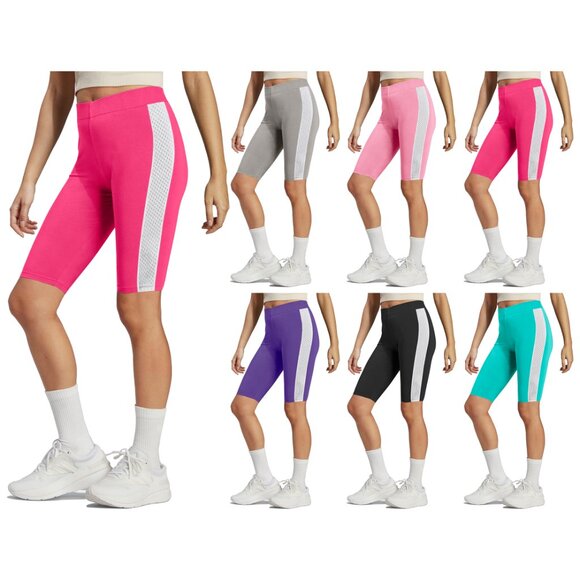 Women's Classic Comfy High-Waist  Biker Shorts with 4-Way Stretch & Mesh Detail - Picture 11 of 16